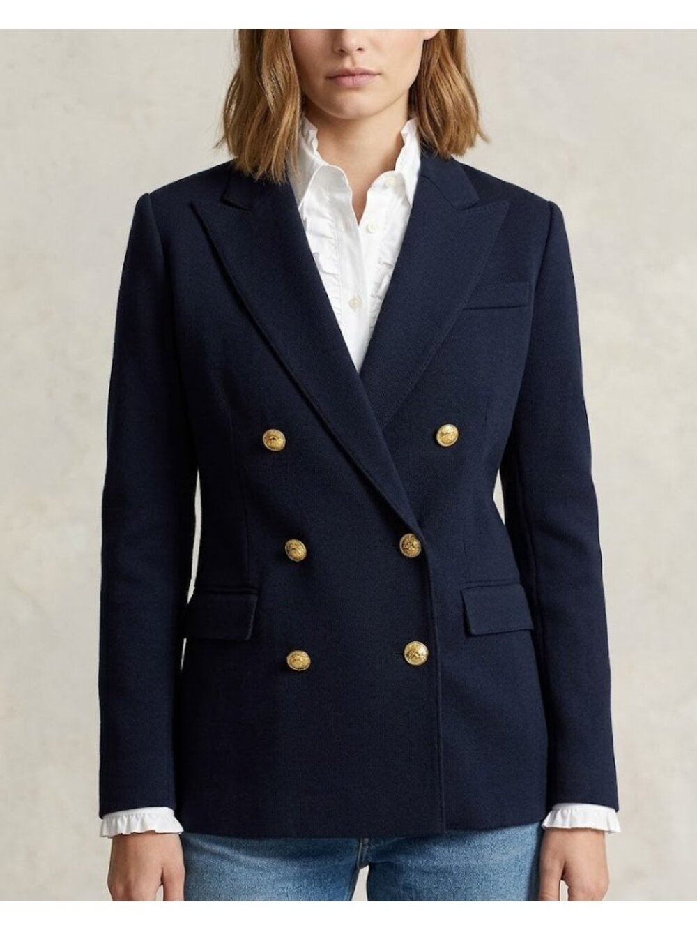NWT Polo Ralph Lauren Double-Breasted Knit Blazer in Navy Blue Jacket 2